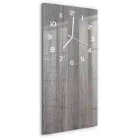 Tulup Wandklok - Hout Glazen Wandklok Design - 30x60 cm - Bruin Klok Glas Met Opdruk - Witte handen - Rechthoekige Klok - Wandklok Glas Met Motief - Decoratieve Glazen Klok