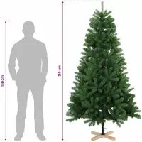vidaXL Kunstkerstboom 210 cm Pvc en massief grenenhout Groen