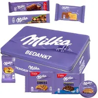 Milka Mix Collection Box 429g - "Bedankt" - 10 stuks individueel verpakte koekjes - Choco Supreme, Cake & Choc, Choco Moo, Brownie, Hazelnootreep, Cookies Choco & Sensations Cookies - bedankje