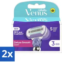 Gillette venus 2 x Gillette - Venus Deluxe Smooth Swirl - Skin Cushion - 3 Navulscheermesjes - Scheermesjes Vrouwelijk - Luxe Scheerbeurt - Gladde Scheerbeurt - Exfoliëren - Schuimen
