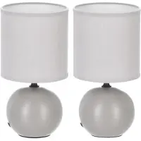 Atmosphera Tafellamp Paris - 2x - dolomiet kunststeen/kunststof - grijs - H25 cm - staande designlamp