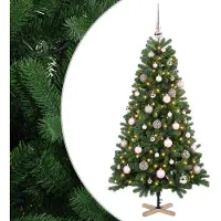vidaXL Kunstkerstboom met kerstbal 150 cm 150 LED's Warmwit PVC Groen