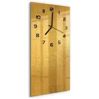 Tulup Wandklok - Achtergrond van goudfolie Gekleurde Glazen Klok - 30x60 cm - Gouden Glazen Klok Met Print - Zwarte handen - Rechthoekige Klok - Moderne Wandklok Glas - Wandklok Glas Decoratie