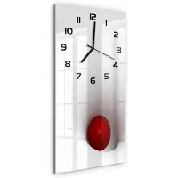 Tulup Wandklok - Sfeer van abstractie Wandklok Glas Met Motief - 30x60 cm - Rood Decoratieve Glazen Klok - Zwarte handen - Rechthoekige Klok - Gekleurde Glazen Klok - Glazen Klok Met Print