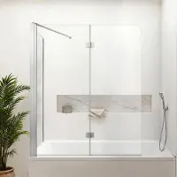 Vevor Douchescherm voor Badkuip 70/120x140 cm Semi-frameloos 6 mm Zilver