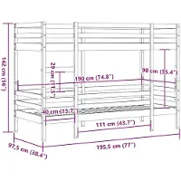 vidaXL Stapelbedframe zonder matras massief grenenhout 90x190 cm