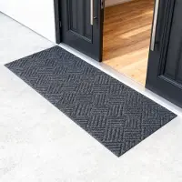 Famanu - Deurmat outdoor antislip - voorkomt uitglijden bij nat weer - rubber - grijs 1 stuk