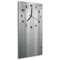 Tulup Wandklok - Metalen achtergrond Moderne Wandklok Glas - 30x60 cm - Zilver Wandklok Glas Decoratie - Zwarte handen - Rechthoekige Klok - Glazen Wandklok Design - Klok Glas Met Opdruk