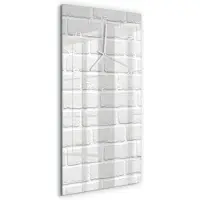 Tulup Wandklok - Bakstenen muur Glazen Klok Met Print - 30x60 cm - Wit Wandklok Glas Met Motief - Witte handen - Rechthoekige Klok - Wandklok Glas Decoratie - Gekleurde Glazen Klok