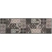 vidaXL Keuken Tapijt zwarte mozaïek 150 x 45 cm 100% Polyamide Wasbaar