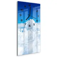 Tulup Wandklok - Vliegen boven de wolken Glazen Wandklok Design - 30x60 cm - Blauw Klok Glas Met Opdruk - Zwarte handen - Rechthoekige Klok - Wandklok Glas Met Motief - Decoratieve Glazen Klok