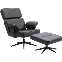 HOMCOM relaxfauteuil met voetenbankje, verstelbare hoofdsteun, ligfunctie, zwart