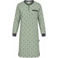 Comtessa Comte - Heren Nachthemd Lange Mouw – Groene Print – 100% katoen - maat S