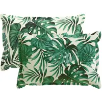 vidaXL Kussensloop 2 st HOUTEN Bladpatroon 30 x 50 cm Polyester