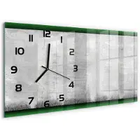 Tulup Wandklok - Groene muur Gekleurde Glazen Klok - 60x30 cm - Groente Glazen Klok Met Print - Zwarte handen - Rechthoekige Klok - Moderne Wandklok Glas - Wandklok Glas Decoratie