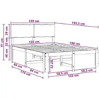 vidaXL Tweepersoonsbed met hoofdbord ROSTOCK Naturel 135 x 190 cm