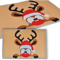 Aptel Kerst deurmat met rendier, 60x40cm, antislip, voor binnen en buiten