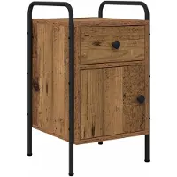 vidaXL - Nachtkastje - Oud - hout - 35 - x - 36,5 - x - 61 - cm - Bewerkt - hout