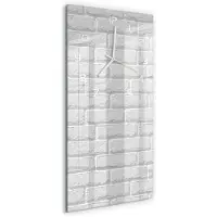 Tulup Wandklok - Bakstenen muur Moderne Wandklok Glas - 30x60 cm - Wit Wandklok Glas Decoratie - Witte handen - Rechthoekige Klok - Glazen Wandklok Design - Klok Glas Met Opdruk
