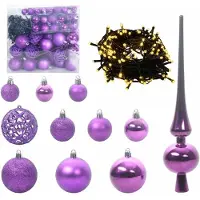 vidaXL Kerstbal Set met 300 LED 120 pcs Lila Kunststof