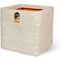 Capi Europe - Bloempot vierkant Rib NL - 40x40 - Kiezel - Bloempot voor binnen en buiten - Levenslang garantie - Breukbestendig - 100% Recyclebaar - CO2 Neutraal geproduceerd - KPER903