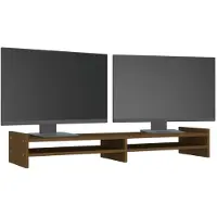 vidaXL Monitorstandaard 100x27x15 cm massief grenenhout honingbruin