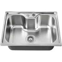 Faizee Home RVS Spoelbak 60 × 42 × 20 cm – Keukenspoelbak – 0,8 mm RVS – Incl. Sifon en Afvoer – Zilver, Zwart of Goud Silber Mit Armatur