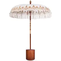 vidaXL Balinese parasol met basis Crème en bruin Ø 180-190 cm