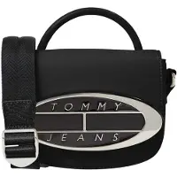 Tommy Hilfiger Schoudertas met ovaal logo, 0,75 l (Zwart)