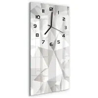 Tulup Wandklok - Abstracte achtergrond Decoratieve Glazen Klok - 30x60 cm - Wit Glazen Wandklok Design - Zwarte handen - Rechthoekige Klok - Glazen Klok Met Print - Wandklok Glas Met Motief