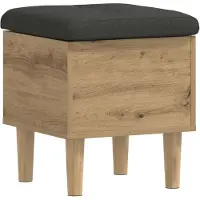 vidaXL Opbergbank met kussen Artisanaal eiken 42 x 42 x 46 cm