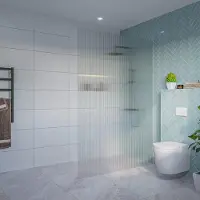 FortiFura Galeria Inloopdouche - ribbel glas - 140x200cm - 8mm - nano - blind inbouw profiel SW797954 SW1102415