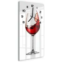 Tulup Wandklok - Rode wijn Gekleurde Glazen Klok - 30x60 cm - Rood Glazen Klok Met Print - Zwarte handen - Rechthoekige Klok - Moderne Wandklok Glas - Wandklok Glas Decoratie