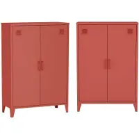 Sweeek - Set van 2 industriële metalen kasten 2 vakken 2 deuren 75cm - soho