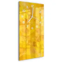 Tulup Wandklok - Driehoeken van abstractie Wandklok Glas Decoratie - 30x60 cm - Geel Gekleurde Glazen Klok - Witte handen - Rechthoekige Klok - Klok Glas Met Opdruk - Moderne Wandklok Glas