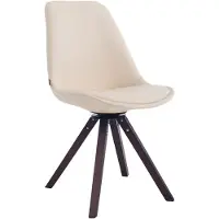 CLP bezoekersstoel Calais, vierkant, draaibaar, met hoekige houten poten, crème kleurig frame, walnootkleur
