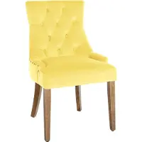 CLP Esszimmerstoel Aberdeen, fluweel, met frame van rubberhout en een zithoogte van 50 cm, kleur: geel. Framekleur: antiek licht
