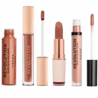 Revolution Lipstick - - Lippen Set 4 stuks - Crème Rood 121 - Metallic Gloss Undressed - Matte Gloss 130