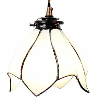 Clayre & Eef hanglamp Tiffany, diameter 18 cm, hoogte 115 cm, wit, bruin glas