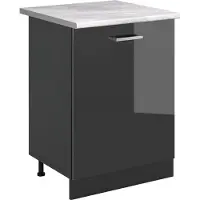 Vicco Keukenonderkast R-Line Antraciet Hoogglans/Antraciet 60 cm met 1 deur marmer werkblad, Model 72021