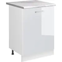 Vicco Keukenonderkast R-Line Wit Hoogglans/Wit 60 cm met 1 deur marmer werkblad, Model 72145