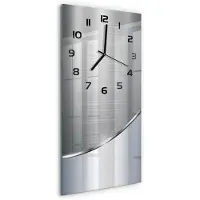 Tulup Wandklok - Metaalabstractie Wandklok Glas Met Motief - 30x60 cm - Zilver Decoratieve Glazen Klok - Zwarte handen - Rechthoekige Klok - Gekleurde Glazen Klok - Glazen Klok Met Print