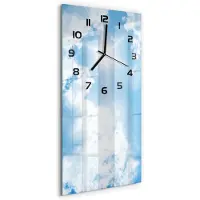 Tulup Wandklok - Wolken aan de hemel Wandklok Glas Met Motief - 30x60 cm - Blauw Decoratieve Glazen Klok - Zwarte handen - Rechthoekige Klok - Gekleurde Glazen Klok - Glazen Klok Met Print