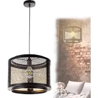 NINO LEUCHTEN Hanglamp VITO roosterkap zwart/binnen goud