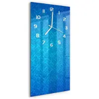 Tulup Wandklok - Abstracte achtergrond Klok Glas Met Opdruk - 30x60 cm - Blauw Moderne Wandklok Glas - Witte handen - Rechthoekige Klok - Decoratieve Glazen Klok - Glazen Wandklok Design