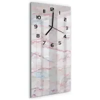 Tulup Wandklok - Marmer Decoratieve Glazen Klok - 30x60 cm - Beige Glazen Wandklok Design - Zwarte handen - Rechthoekige Klok - Glazen Klok Met Print - Wandklok Glas Met Motief