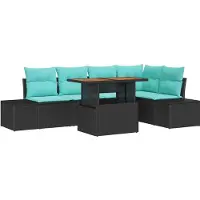 vidaXL Tuinset, 6 stuks, 5 zitplaatsen, zwart en teal