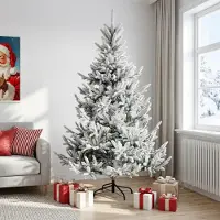 vidaXL Kunstmatige Hinged Kerstboom 210 cm PVC en Metalen Groen en Wit