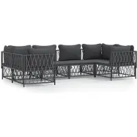 vidaXL 6-delige Loungeset met kussens staal antracietkleurig
