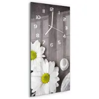 Tulup Wandklok - Gerbera bloem Decoratieve Glazen Klok - 30x60 cm - Wit Glazen Wandklok Design - Witte handen - Rechthoekige Klok - Glazen Klok Met Print - Wandklok Glas Met Motief